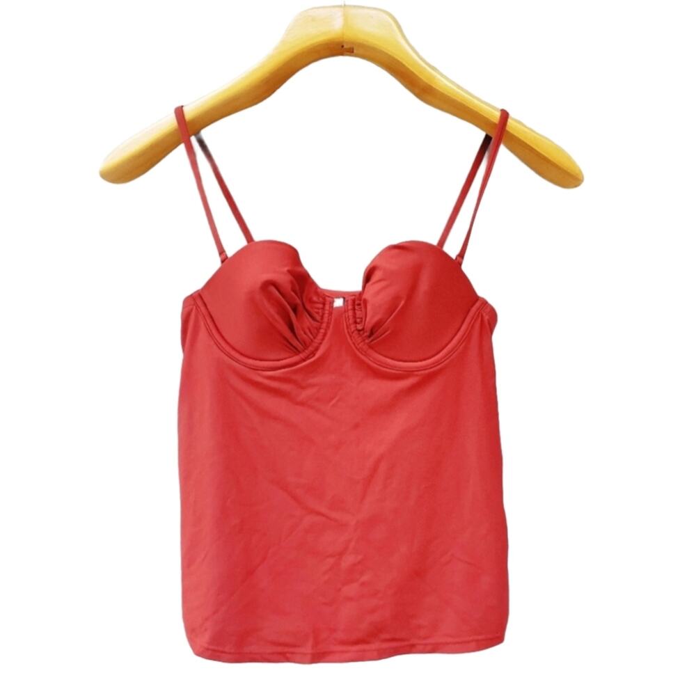 J.Crew Underwire Ruched Swing Tankini Swim Top Rust Red Women's Size 0 Modest